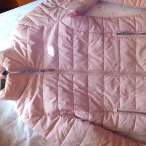 pink puffer jacket med excellent cndtn